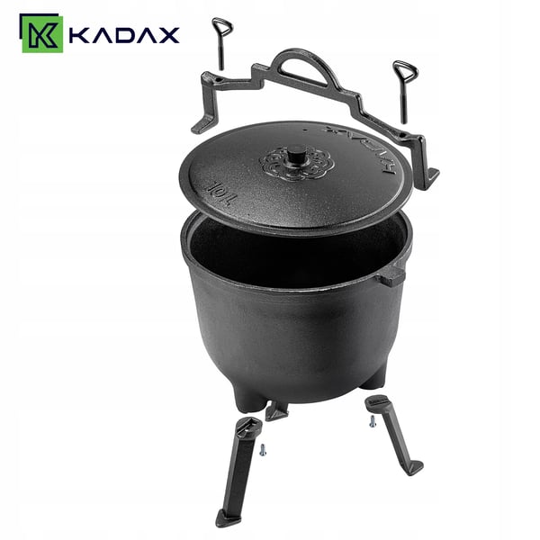 Støbejernsgryde til bål - Dutch Oven - 10 l - Til flere end 5 personer - Til bål og grill