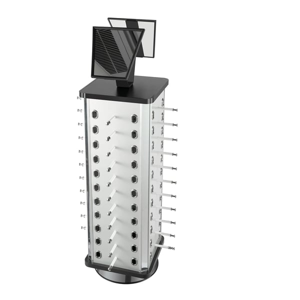 Brillestativ - Displaystander til 44 par - 67 cm stang - 23 cm fod - Nem montering - Max 10 kg - Grøn