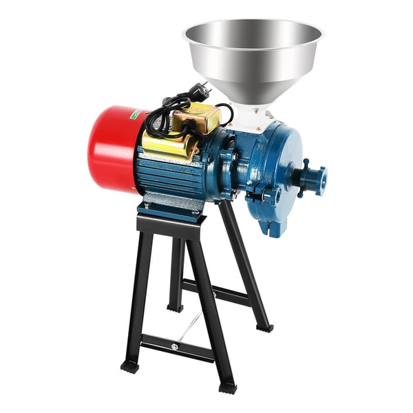 Elektrisk kornkværn - Fødevarekværn - 2200 W - 1400 o/min - 60 mesh - >54 kg/time - 15 cm kværnskive - Støbejern & rustfrit stål - Blå