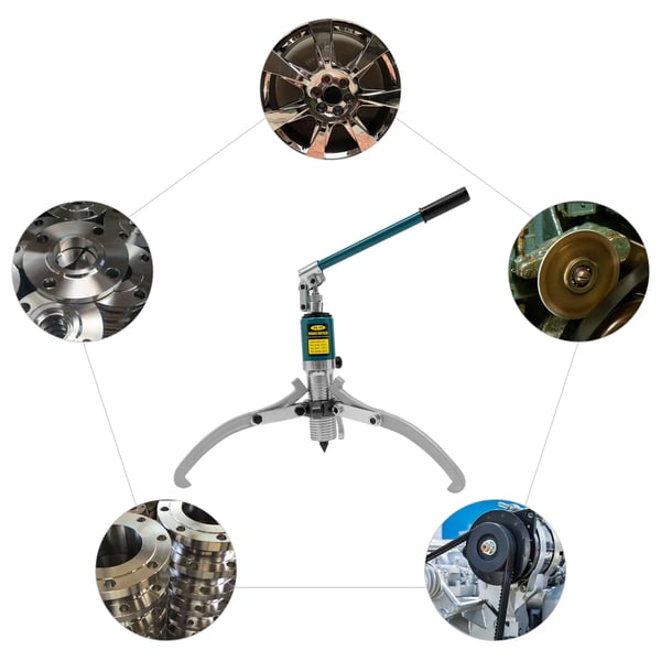 Hydraulisk lejeaftrækker - Aftrækkersæt 15 t - Integreret hydraulik - Cr40-stål - Trækkraft 15 t (15.000 kg) - Til lejer og krumtapaksel