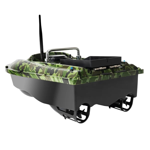 Foderbåd til fiskeri - Fjernstyret foderbåd - 500 m rækkevidde - Genopladelig - 1,5 kg kapacitet - LED-lys - Grøn
