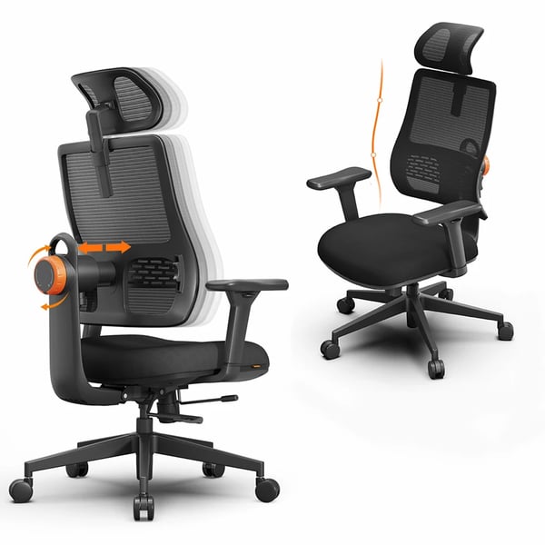 Ergonominen toimistotuoli - Magich003 - Myötäilevä selkänoja - Mukautuva lannetuki - Säädettävä niskatuki - Max 136 kg - Tummansininen