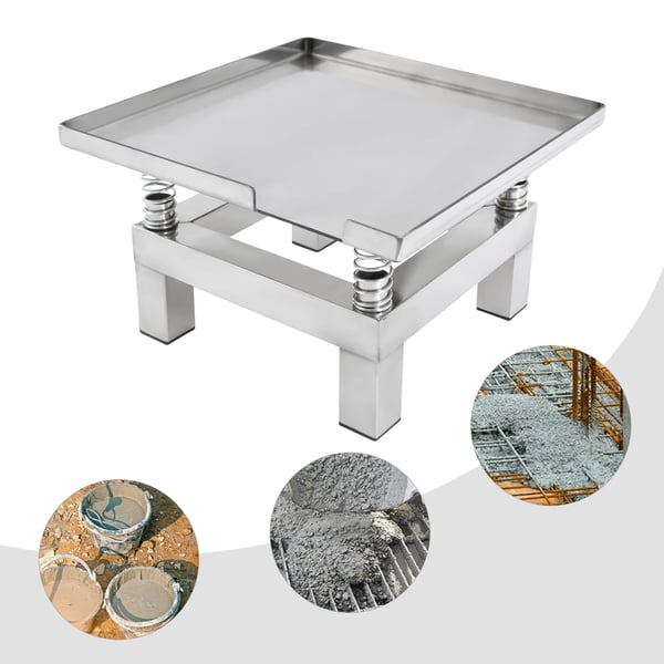 Elektrisk vibrationsbord til beton - Størrelse 35×35 cm - Maks 10 kg - Frekvens 3000–3600 rpm - Rustfrit stål - EU-stik - Sølv