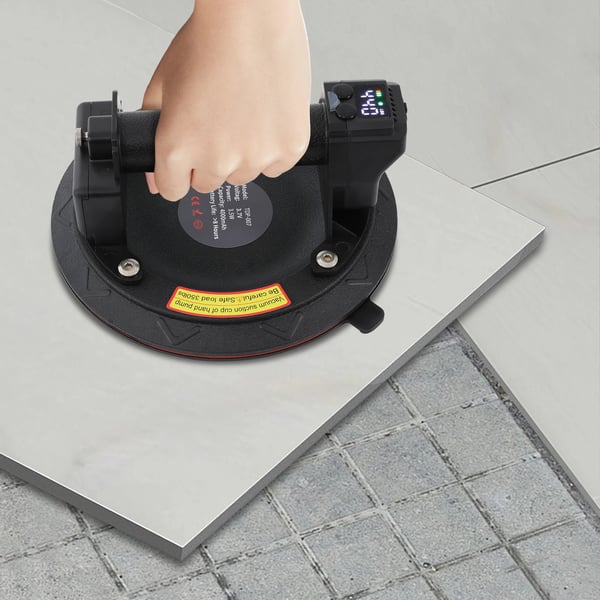 Sähköinen imukuppinostin, 200 kg/440 lbs kantavuus, 12 h akunkesto, automaattinen paineensäätö, lasi/laatat/sileät pinnat, musta