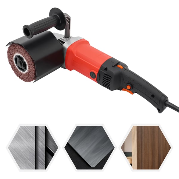 Käsikäyttöinen satinointikone - Harjahiomakone - 2200 W - 6 nopeutta 600–3000 kierrosta/min - Ø 12 cm tela - 2 telat - 220 V EU-pistoke - Punainen