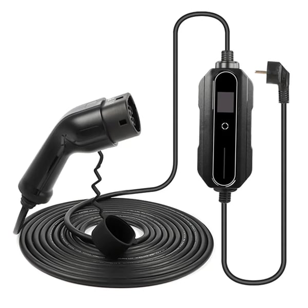 Elbillader - Bærbar EVSE Type 2 - Justerbar 6–16 A - Max 3,5 kW - Spænding 110–265 V - IP66 - Ladekabel 5 m