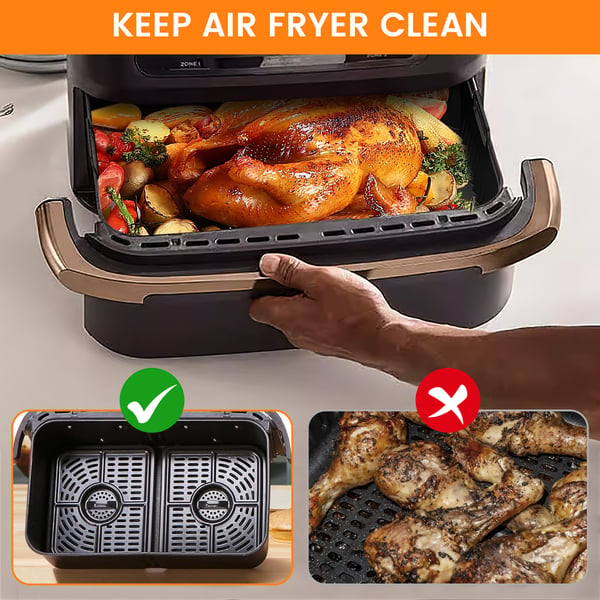 Airfryer tilbehør - Silikoneindsatser 3-pak - Kompatibel med AF500UK - Kun indsatser - Genanvendelige - 1,5 l - Sort