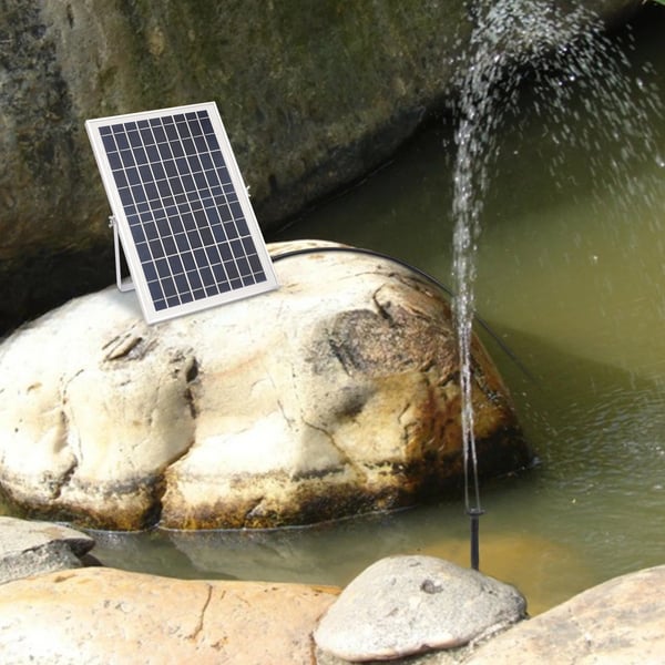Solcelledrevet springvandspumpe - 10 W børsteløs motor - Justerbart solpanel - 1000 l/t - 1,5 m springhøjde - Til fuglebad & havedam - Sort