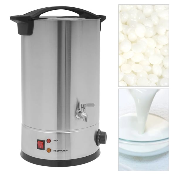 Vahansulatin - Ammattikäyttöön vahanlämmitin - 1800 W - 15 L Tilavuus - Ruostumaton Teräs - Kauneushoitolaan & DIY Kynttilöihin - Hopea