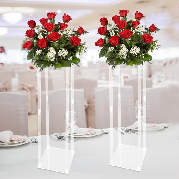 Acryl blomsterstander - Bordcenterpiece holder - Rektangulær - 2-pak - Paneltykkelse 0,3 cm - Til bryllup og fest