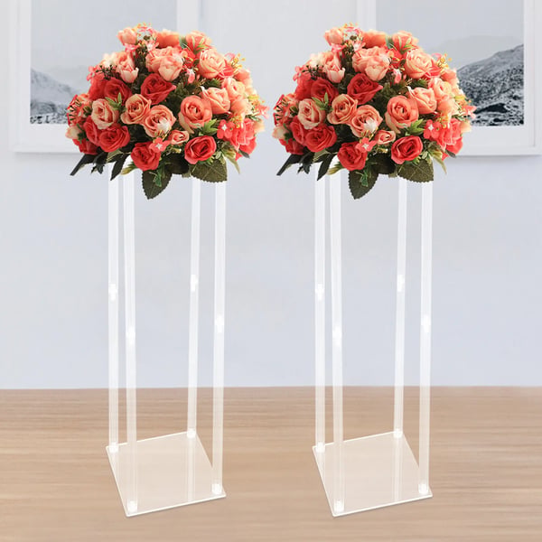 Acryl blomsterstander - Bordcenterpiece holder - Rektangulær - 2-pak - Paneltykkelse 0,3 cm - Til bryllup og fest