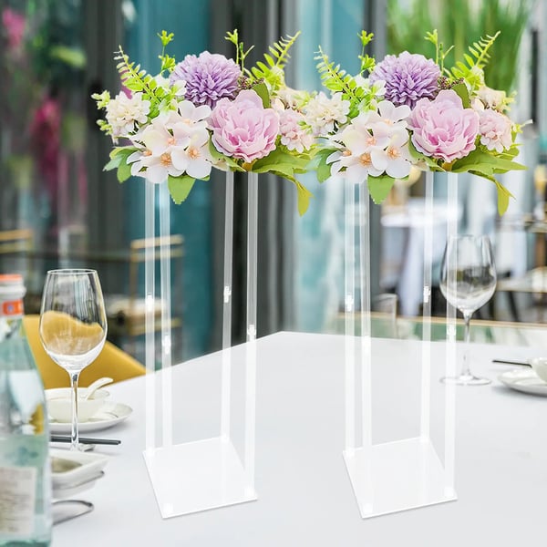 Acryl blomsterstander - Bordcenterpiece holder - Rektangulær - 2-pak - Paneltykkelse 0,3 cm - Til bryllup og fest