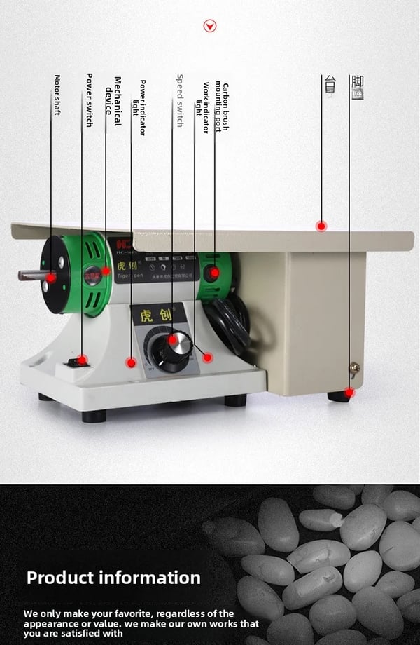 Multifunktion bænksliber & polermaskine - TM-3 - 750 W - 220 V AC - 10000 omdr./min - EU-stik - 5,7 kg - Grøn