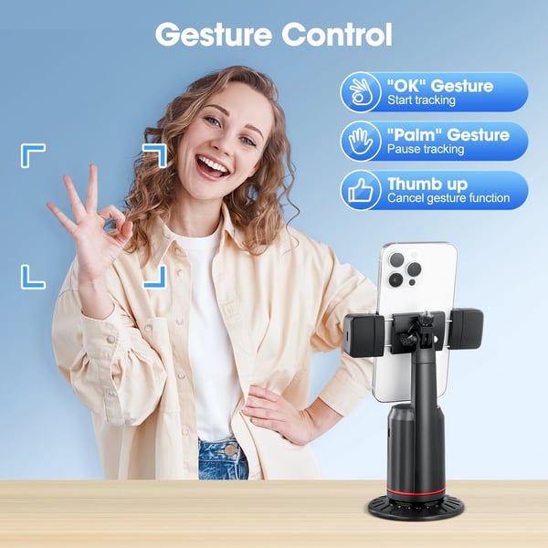 Smartphone Gimbal - Selfiestang med Stativ - AI Ansigtssporing - 360° Rotation - Uden App - Fjernbetjening - Sort