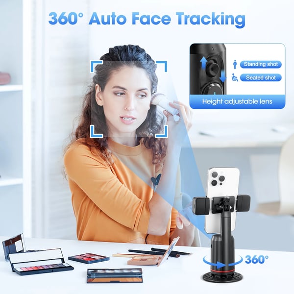 Smartphone Gimbal - Selfiestang med Stativ - AI Ansigtssporing - 360° Rotation - Uden App - Fjernbetjening - Sort