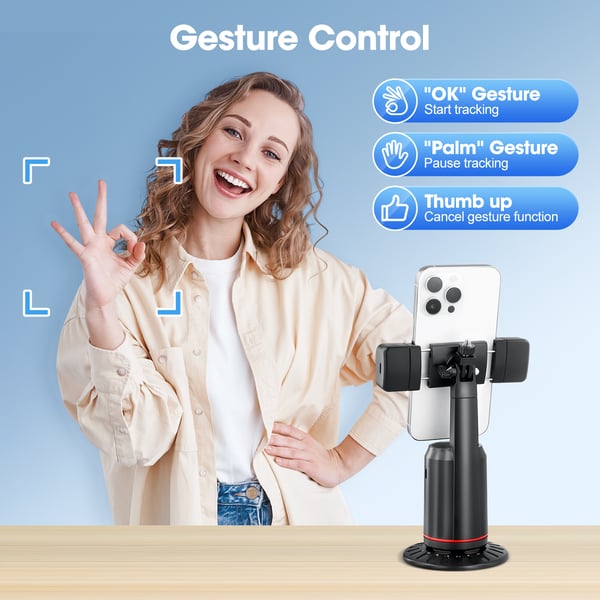 Smartphone Gimbal - Selfiestang med Stativ - AI Ansigtssporing - 360° Rotation - Uden App - Fjernbetjening - Sort