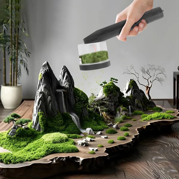 Flockmaskine til statisk græs - Håndholdt applikator uden batteri - ABS - Skridsikkert greb - Til diorama/modeltog - Sort