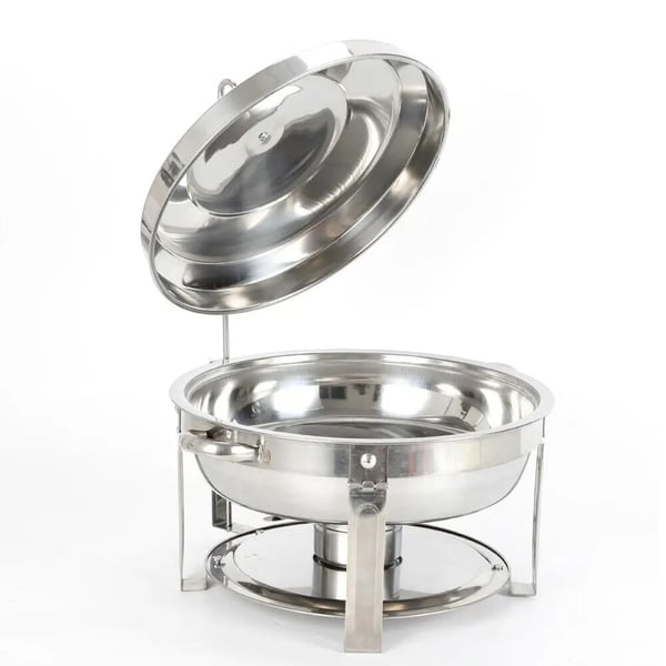 Matvärmare - Chafing Dish - Rund - 7,5 L - Rostfritt stål - Höjd 50 cm - Tål diskmaskin & ugn