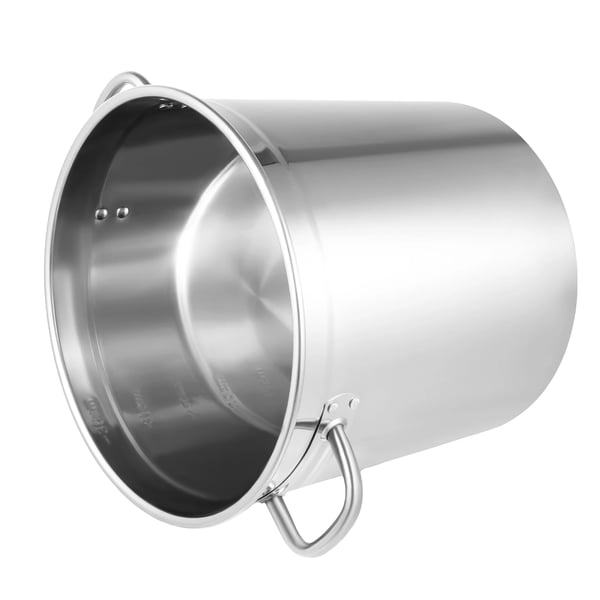 Gryde i rustfrit stål - Suppe- & fondgryde - Stål 201 - Kapacitet 35 l - Diameter 35 cm - Med låg - Lysegrå