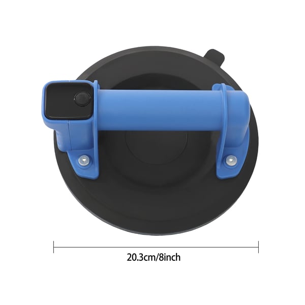 Elektrisk vakuumsugekop, 8 tommer rund håndholdt, digitalt display, blå, til transport af glas/fliser/granit/metal/sten