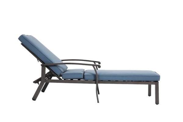 Udendørs solseng - Justerbar liggestol - Rustfast aluminiumsramme - Vandtæt med pude - Ryglæn i flere positioner - Til pool/strand - Blå