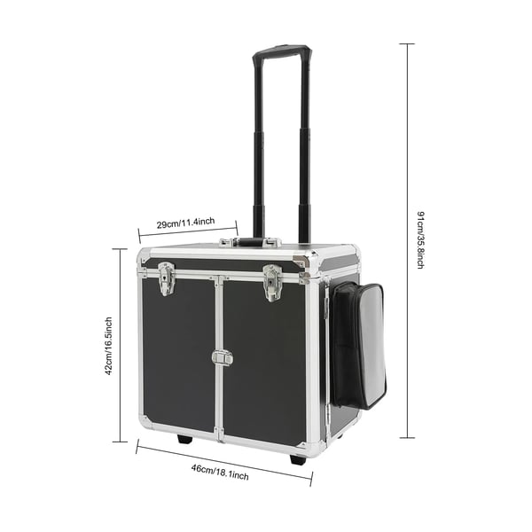 Fodplejekuffert med hjul - Værktøjskasse til fodpleje - Maks. belastning 50 kg - Mål 46×29×42 cm - Sort