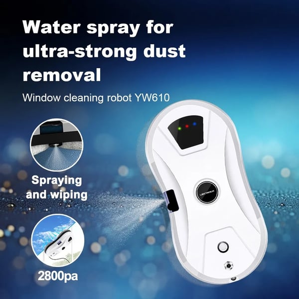 Vinduesrobot - YW610 - 2800Pa Sugekraft - 500mAh Batteri - ≤65 dB Støj - Hvid