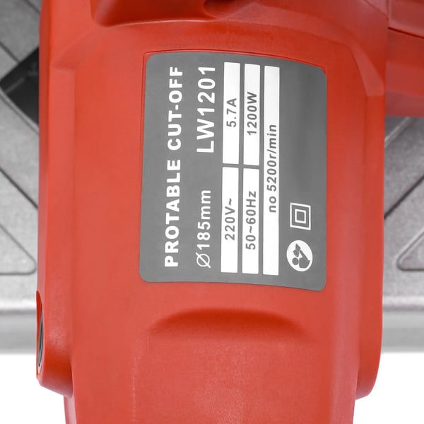 Elektrisk bordsav - Rundsav 18,5 cm - 1200 W - 5200 o/min - 0–45° geringsvinkel - EU‑stik - Ren kobbermotor - Rød