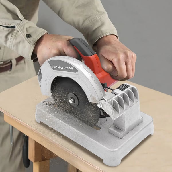 Elektrisk bordsav - Rundsav 18,5 cm - 1200 W - 5200 o/min - 0–45° geringsvinkel - EU‑stik - Ren kobbermotor - Rød