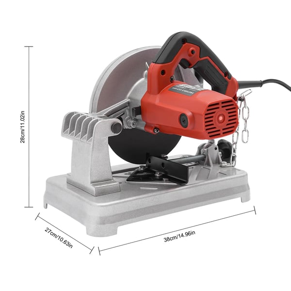 Elektrisk bordsav - Rundsav 18,5 cm - 1200 W - 5200 o/min - 0–45° geringsvinkel - EU‑stik - Ren kobbermotor - Rød