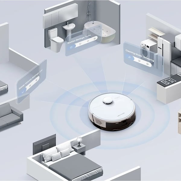 Robottiimuri - M70 Pro - LiDAR-navigointi - Itsetyhjentyvä 3L asema - Monitasokartat - Imuteho 6500Pa - Käyttöaika 175min - Akku 3200mAh - Valkoinen