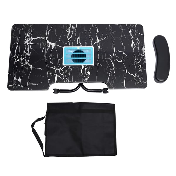 Manikyyripöytä / Kynsipöytä - Taitettava Pöytä - Pölynpoisto 2800 rpm - Lukittavat Pyörät (4) - Keinomarmorikansi - 94×48×72 cm - 30–40 kg - Musta