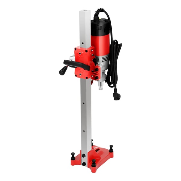Kerneboremaskine til beton - Borrig med stativ - 2300 W - Ø op til 165 mm - Børsteløs motor - Løft 60 cm - Vandslange 3,5 m - EU-stik - Rød