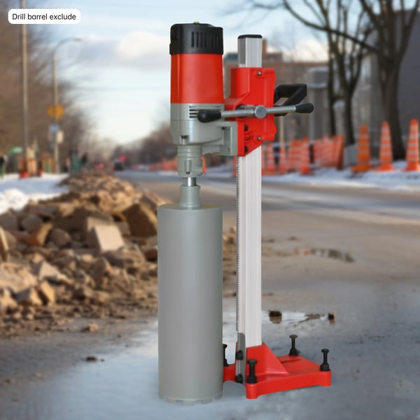 Kerneboremaskine til beton - Borrig med stativ - 2300 W - Ø op til 165 mm - Børsteløs motor - Løft 60 cm - Vandslange 3,5 m - EU-stik - Rød