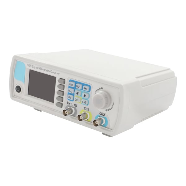 Signaaligeneraattori ja taajuuslaskuri, kaksikanavainen arbitraari aaltomuotogeneraattori, 2,4" LCD, 85–265 V, 1,2 m virtajohto, valkoinen