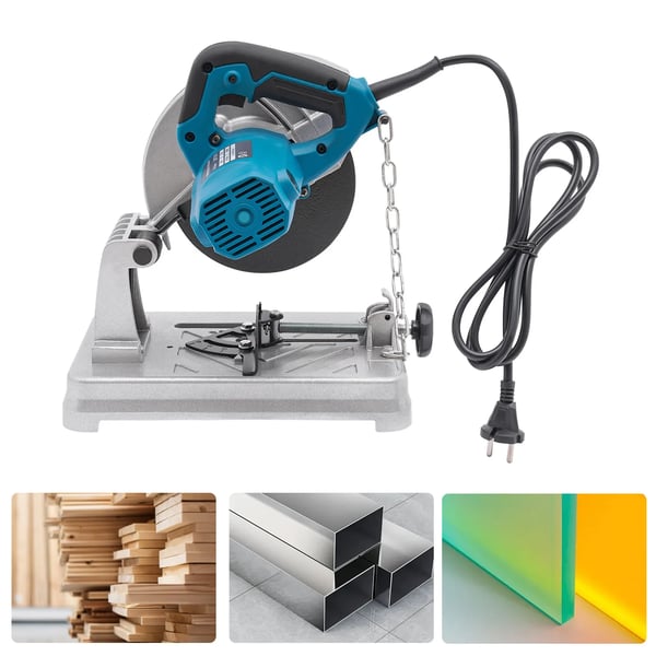 Sähköinen metallikatkaisusaha - Katkaisusirkkeli - 1200 W, 185 mm terä, 0–45° kulma, 50 mm leikkuusyvyys, 5000 rpm, 220 V EU-pistoke - Sininen