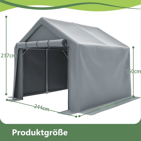 Cykelgarage Udendørs - Opbevaringstelt - 244x241x217 cm - Vandtæt - Nylon - Stålramme - Rulleport - Helårs - Multifarvet