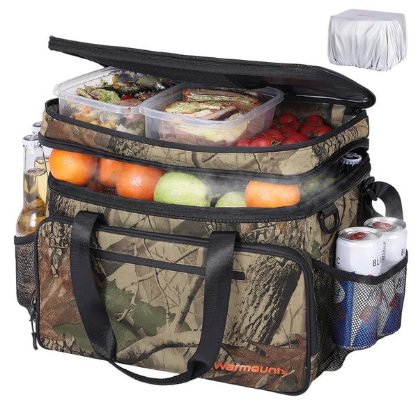 Køletaske - Campingmodel - 48 dåser - 2 rum - Lækagesikker - Isolerende overtræk - Til camping/vandring/picnic - Blå