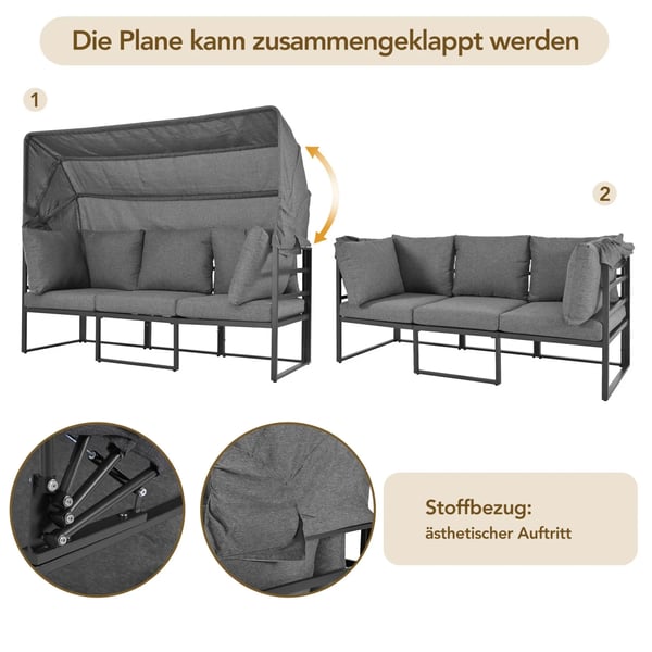 Have loungesæt - Udendørs møbelsæt - Vejrbestandig - Med skammel og bord - Til altan og have - Lysegrå