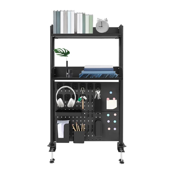 Multifunktionel skrivebordshylde, clip-on skrivebordsorganizer, 60×12,5×95 cm, sort, til kontor og hjem