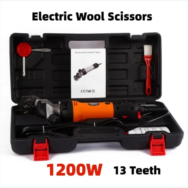 Får- og gedeklipper - Elektrisk klippemaskine - Effekt 1200 W - Spænding 220 V - Justerbar 6-trins hastighed - Børsteløs motor - Orange/Sort