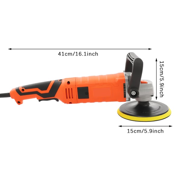 Bilpoleringsmaskine sæt, 7 variable hastigheder, 1580 W, 50/60 Hz, 41x15 cm, orange