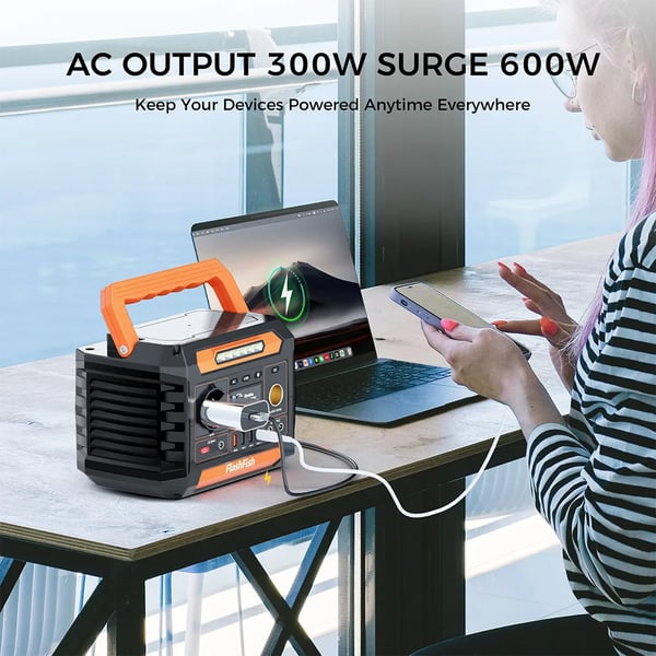 Kannettava virtalähde - P66-300W - 230,88Wh - 300W AC (600W huippu) - 220V EU‑pistorasia - USB QC3.0 & Type‑C - Natriumioniakku - Musta