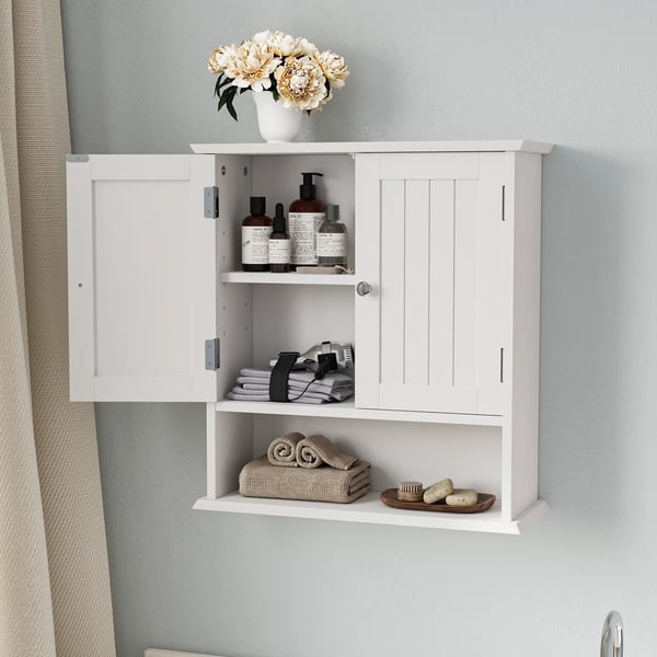 Badeværelsesskab - Underskab - Under 60 cm - 2 Døre - MDF og Spånplade - Samling Kræves - Uden Bordplade og Spejl - Moderne Design - Hvid