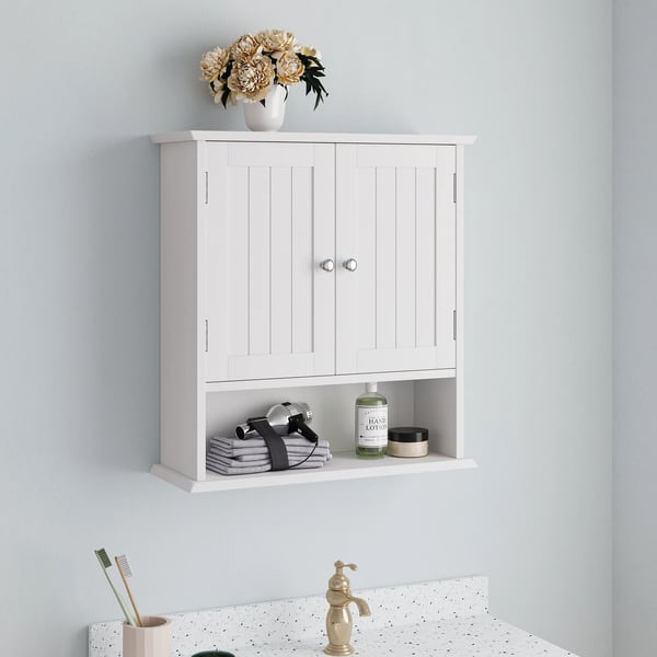Badeværelsesskab - Underskab - Under 60 cm - 2 Døre - MDF og Spånplade - Samling Kræves - Uden Bordplade og Spejl - Moderne Design - Hvid
