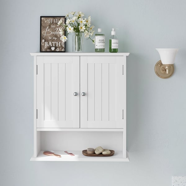 Badeværelsesskab - Underskab - Under 60 cm - 2 Døre - MDF og Spånplade - Samling Kræves - Uden Bordplade og Spejl - Moderne Design - Hvid