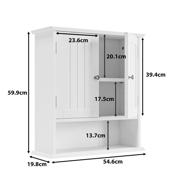 Badeværelsesskab - Underskab - Under 60 cm - 2 Døre - MDF og Spånplade - Samling Kræves - Uden Bordplade og Spejl - Moderne Design - Hvid