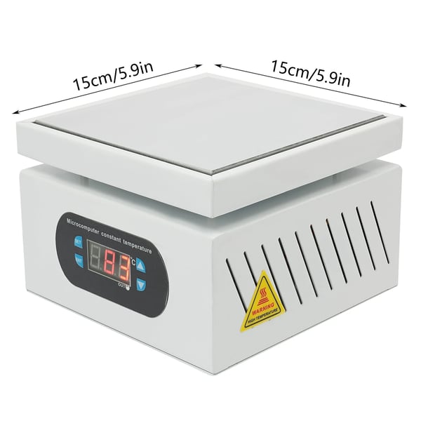 Konstant temperatur forvarmeplade - Mikrocomputer-styret lodde-preheater - 500W - Til BGA/SMD - EU-stik - Aluminiumlegering - Sølv