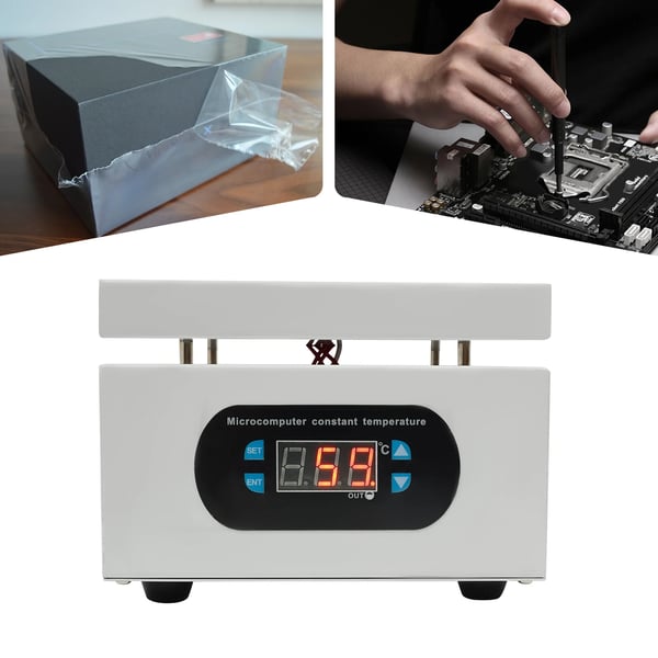 Konstant temperatur forvarmeplade - Mikrocomputer-styret lodde-preheater - 500W - Til BGA/SMD - EU-stik - Aluminiumlegering - Sølv