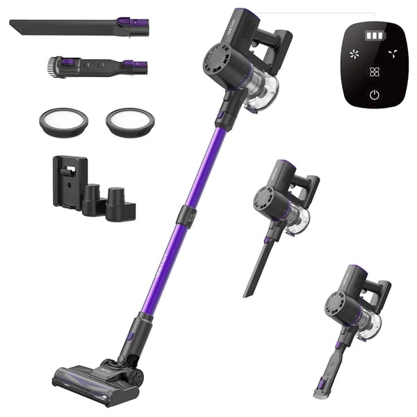 Trådløs støvsuger - V8 Pro - Sugekraft 25 kPa - Cyklonfiltrering - Støvbeholder 500 ml - LED-touchskærm - Øko 35 min - Lydniveau 66 dB - Hvid